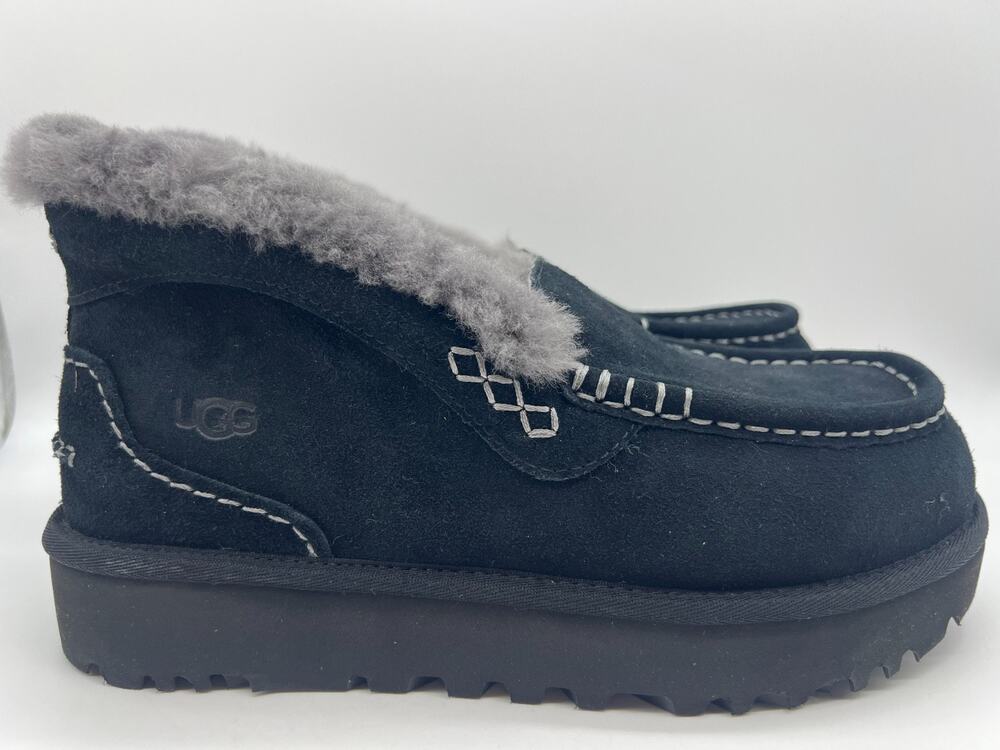 UGG Ansley Parc Slip On Suede Boots Black 1158250 Women's Size 10 New